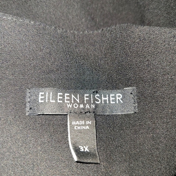 Eileen Fisher Silk Straight Leg Flat Front Side Zip Flowy Pants Black Size 3X - Picture 3 of 13